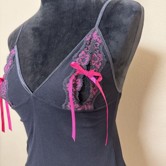 Vintage Victorias Secret Shirt Womens Medium Black Lace Cami Top Sexy Y2K - Picture 3 of 13